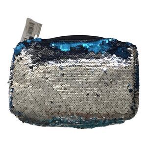 Sequin Makeup case makeup bag pouch travel large blue Black Friday Sale